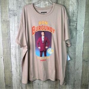 Torrid Size 4(4X)(26) Anchor Man Ron Burgundy Short Sleeve Crewneck T-Shirt